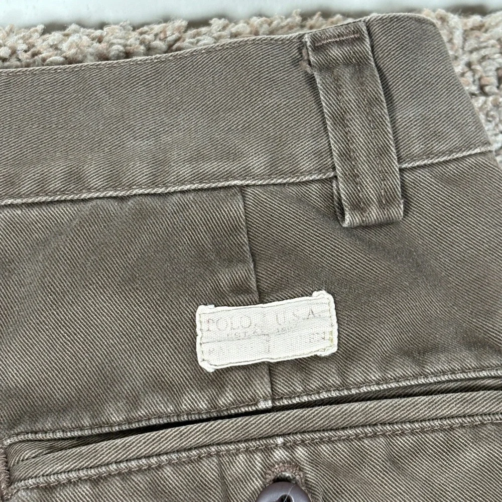 Polo Ralph Lauren Mens Brown Cotton Twill Straight Leg Chino Pants 33x32 Cuffed